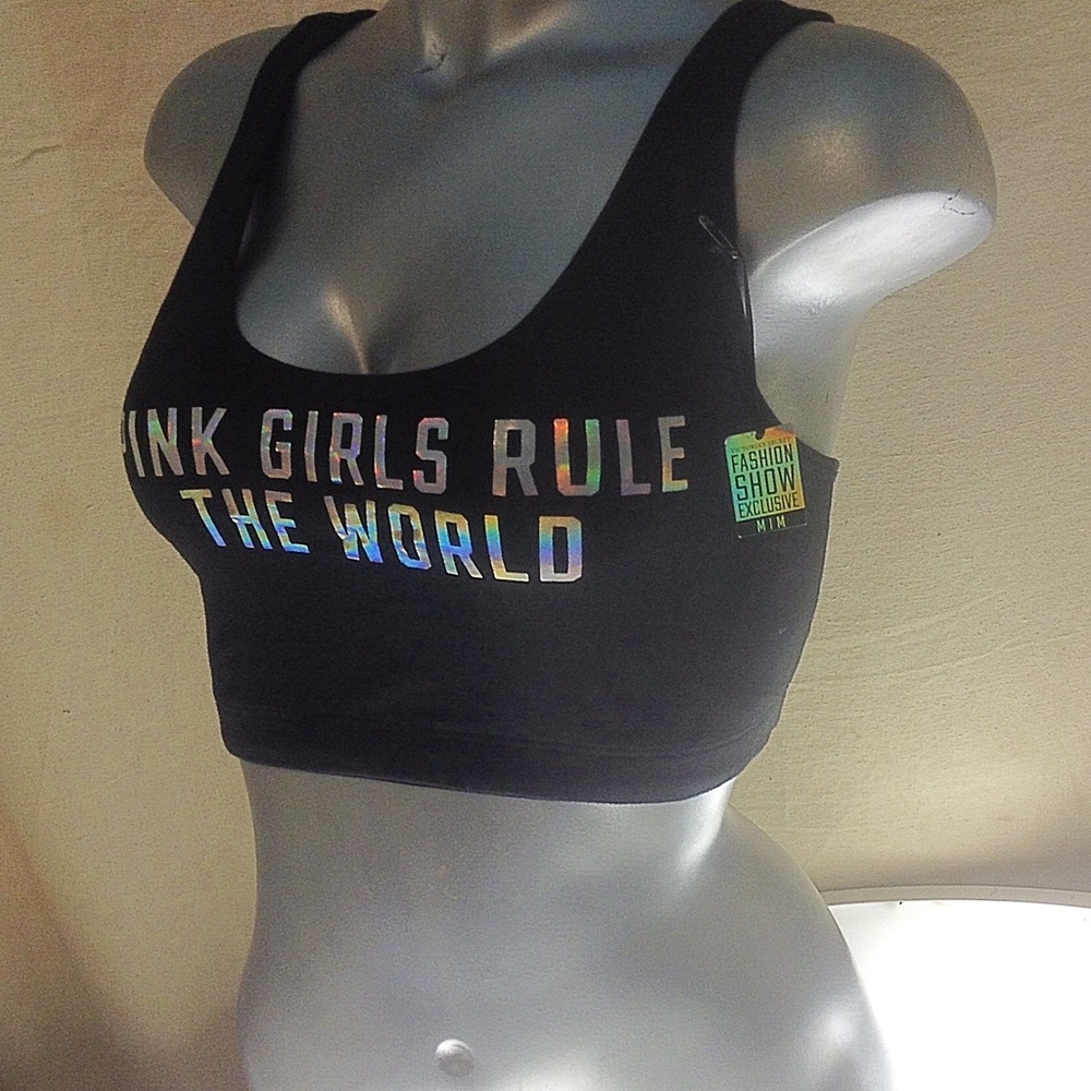 Victoria's Secret , Pink cropped black workout top